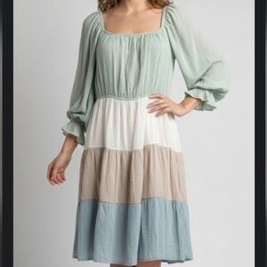 Sweet Wanderer Elegant Color Block Dress 3XL Coastal" Aesthetic